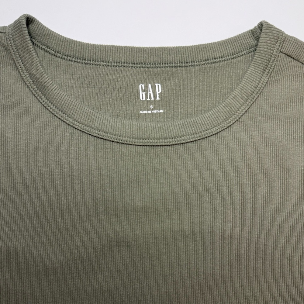 GAP Ribbed Crewneck T-Shirt Mesculine Green Short Sleeves Size S - Picture 5 of 11
